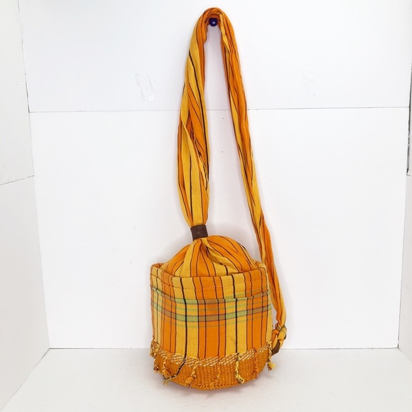 Bohemian woven/fabricshoulder sling Crossbody bag with tassels. - Picture 7 of 11